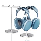 NQQNQQ【1PACK Aluminum Dual Headphone Stand for Over-Ear Gaming Headsets – Heavy Base Holder Compatible with Beats, Bose, ATH, AKG. DJ-O (Silver)