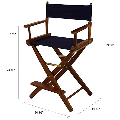 American Trails Extra-Wide Premium 24" Director's Chair Mission Oak Frame With Navy Canvas, Counter Height #TOP2