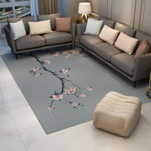 Japanese 6x10 Area Rug Washable Chinese Ink Wash Landscape Rug