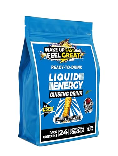 VITAL 4U® Liquid Energy - Ginseng Energy Shot with Panax Ginseng Extract, B Vitamins, Natural Sugar and Flavor, Chocolate Cherry Flavor, 24 Count