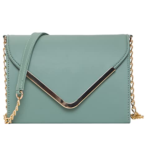 ADISA women girls V-flap crossbody sling bag with gold chain