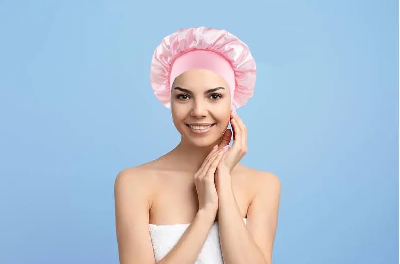 LIANRISES 3pcs Silk Satin Hair Cap - Sleep Caps for Women - Bonnet for Curly Hair - Pink, Black, Wine, Red - Image 4