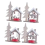 TOPBATHY 2 Series Soporte De Velas De Madera Navideño para Decoración De Escritorio Y 2 Piezas*2