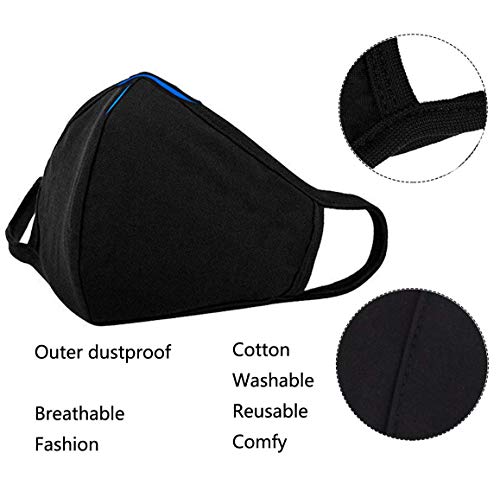 Fecedy 6Pcs/Pack Black Mask Windproof Dustproof Masks Breathable Reusable Washed For Outdoor Sport Half Face Earloop Cotton Masks thumb #2
