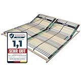 Sleepneo Lattenrost 160x200 Premium Strong bis 200Kg, Kopfteil verstellbar, 7-Zonen-Lattenrost mit 42 Latten, Made in Germany, extra stabil aus Buchenholz