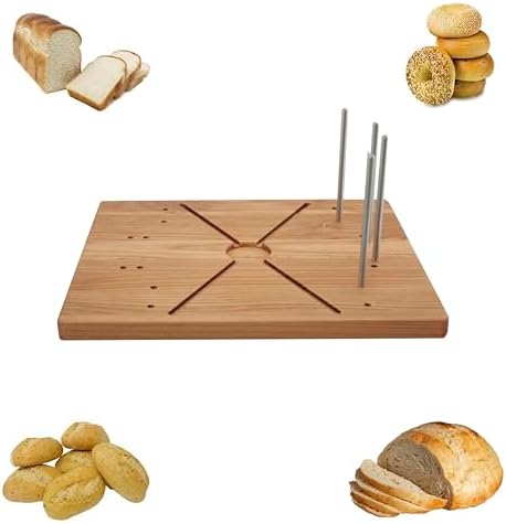 Made in the USA Bread Slicing Board the Slice It Right! Bread Cutting Board - made from Solid Red Alder with 4 Stainless Steel Pins to Guide the Knife Blade when slicing Bread, Bagels, Rolls and More