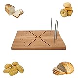 Made in the USA Bread Slicing Board the Slice It Right! Bread Cutting Board - made from Solid Red Alder with 4 Stainless Steel Pins to Guide the Knife Blade when slicing Bread, Bagels, Rolls and More