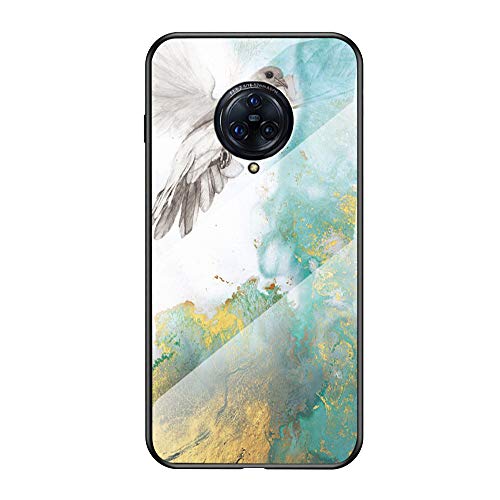 BRAND SET Funda Vivo NEX 3, Caja de Vidrio de mármol Templado Funda de Silicona Ultrafina para Vivo NEX 3 (Paloma)
