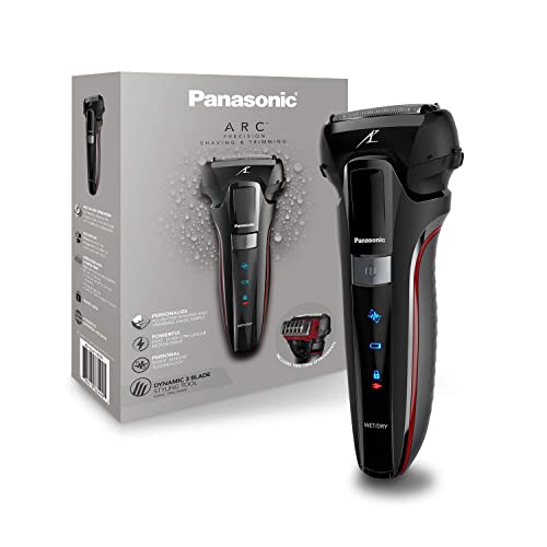 Panasonic Hybrid Wet Dry Shaver, Trimmer & Detailer with Two Adjustable Trim Attachments, Pop-up Precision Detail Trimmer & Shave Sensor Technology, Cordless Razor for Men, ES-LL41-K, Black