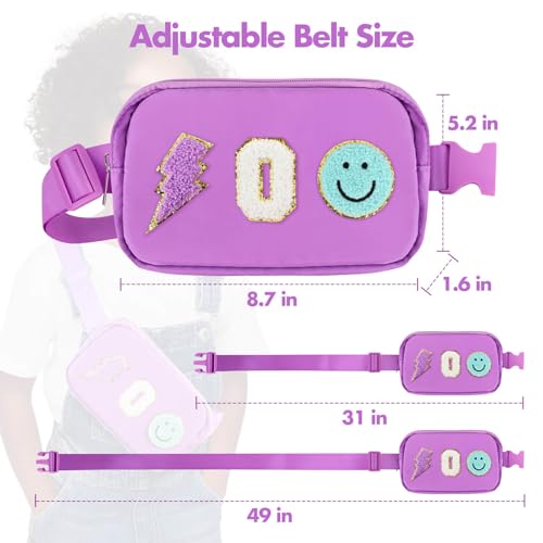 Image of PainZieteg Fanny Pack for Girls Chenille Letter Belt Bag Crossbody for Kids | Preppy Nylon, Waterproof, Gold-Plated Zipper, Adjustable Strap, Birthday Christmas Easter Gifts for 4-13 Year Old Teen Girls