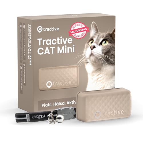 Tractive Mini katt-GPS | #1 på marknaden | Platsspårning i realtid | Platshistorik | Hälsonotiser | Aktivitetsöversikt | Katthalsband inkluderas