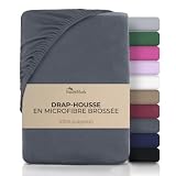 NatureMark Drap Housse en Microfibre Brossée – Ultra Doux, Respirant & Hypoallergénique – Séchage Rapide, Facile d’Entretien – Bonnet Élastique – 90x200 cm Gris Anthracite