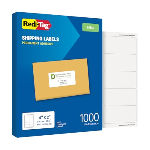 Étiquettes d'expédition à adhésif permanent 5,1 x 10,2 cm résistantes aux taches pour laser
