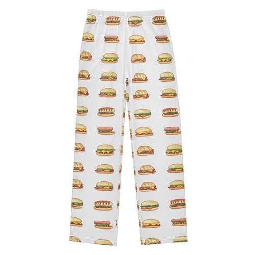 Hamburger Sandwich Boys Long Pants Soft Trousers Elastic Waist Kids Lounge Bottoms with Pockets S-XL