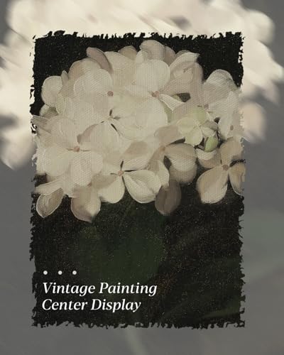 Image of HUARCEY Gold Framed Vintage Wall Art for Living Room, Flowers Painting Canvas Prints Shelf Decor for Kitchen, Aesthetic Bedroom Wall Art, Christmas Gifts for Friends Family (White Hydrangea 16 inchx24 inch)