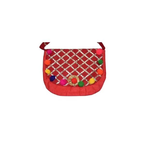 Women's Rajasthani Style Silk Potli Gota Patti Handbag, Potlis Drawstring Hand-Carry Valentine Gift - Image 7