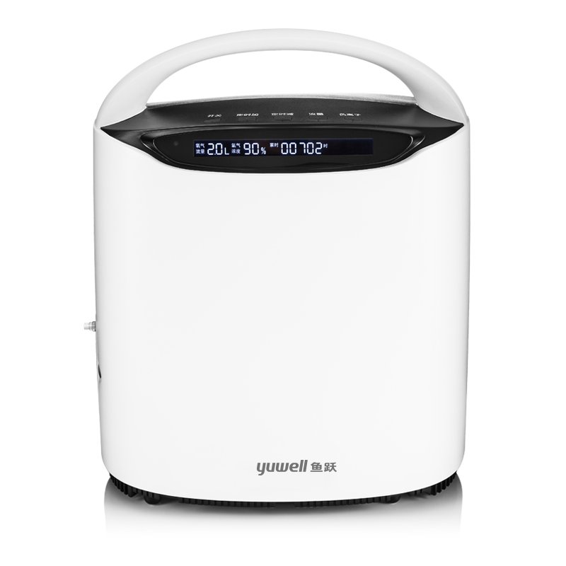 Сиде view of Yuwell YU600 Oxygen Concentrator with humidifier bottle