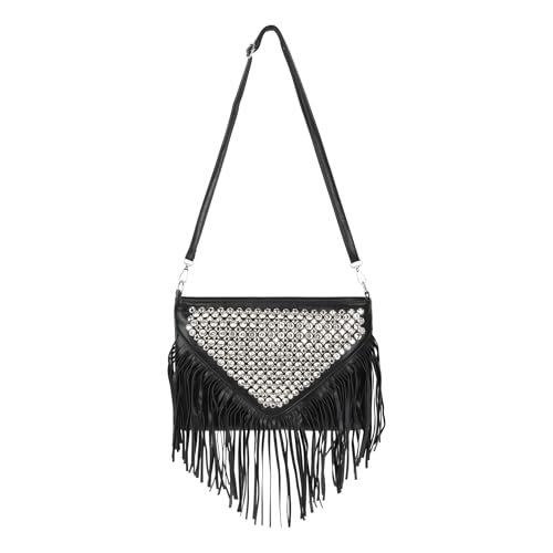 Image of Hoce Women's Leather Fringe Messenger Bag Large Hobo Crossbody Tassel Shoulder Bags, Gift for Mom Wife Girlfriend