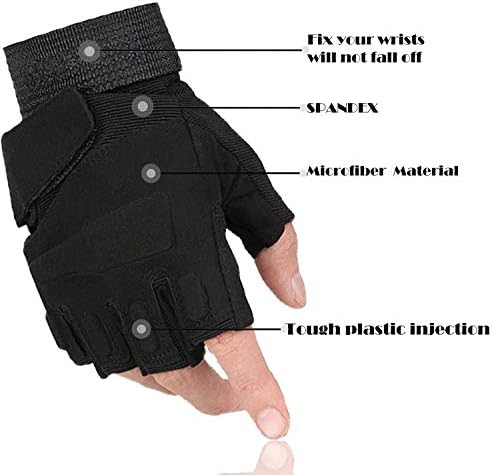 OMGAI Men's Special Half Finger Light Gloves Motorcycle Riding Cycling Gloves Outdoor Sports Camping Hiking Cross Country Fingerless Gloves(Black,XL)