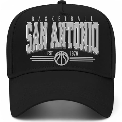 San Antonio Hoops Collegiate Ball Hat | Premium Adjustable Snapback Baseball Trucker Hats for Men & Women (US Alpha One Size Black)
