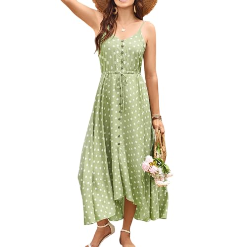 Image of BROVAVE Women's 2026 Summer Casual Boho Sundress Spaghetti Strap Midi Dress