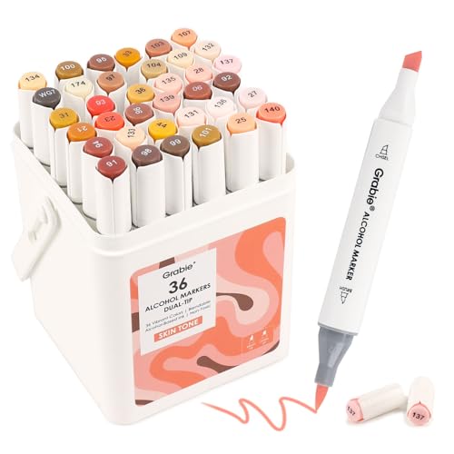 Grabie 36-Color Dual Tip Skin & Hair Alcohol Markers Set