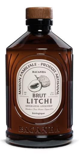 Bacanha - Jarabe de lichi crudo BIO - Botella de vidrio de 13.52 onzas líquidas