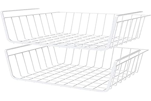 does not apply Lot de 2 boîtes de rangement pour rangement sous étagère avec panier à suspension pour cuisine, distribution, bureau, bibliothèque, armoire et salle de bains