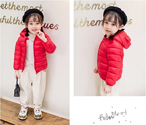 Achiyi Winter Coats Puffer Padded Jacket for Toddler Boys Girls Kids Light Outwear Cute Bear Ears with Hoods Clothing Red 90, 12-18 Months