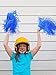 Pangda 12 Pack Cheerleading Pom Poms Sports Dance Cheer Plastic Pom Pom for Sports Team Spirit Cheering (Blue and White)