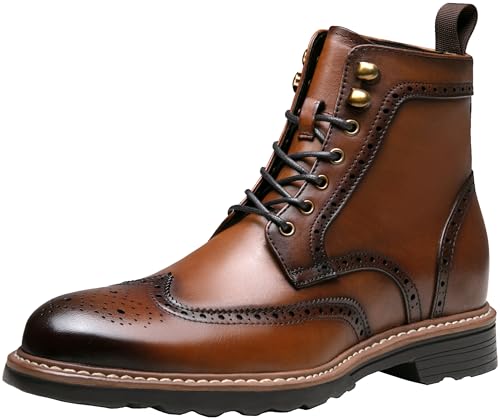 Jousen Dress Boots for Men Premium Leather Wingtip Formal Casual Mens Dress Boots(AMY8159A Brown 08) by Jousen - Used condition - US$38.31