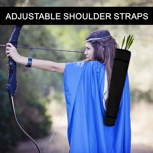 Carquois de Tir à l'arc Réglable Portable Sac de Tir à l'arc en Nylon Grande Capacité Flèche de Dos Bandoulière Carquois Flèche avec Clip Ceinture pour Pratique de Plein Air Jeunes et Adultes-Noir – vue 7