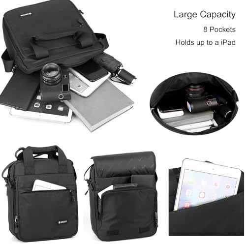 Men's Messenger Bag Shoulder Bag Nylon Business Waterproof Casual Black, Crossbody Bag Lightweight B5 for Work Travel Outdoor3