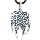 Viking Wolf Claw Necklace 925 Sterling Silver - Celtic Wolf Paw Print Pendant Charm - Norse Nordic Jewelry for Men Women - Animal Totem - Ancient Pagan Protection Amulet - Handmade