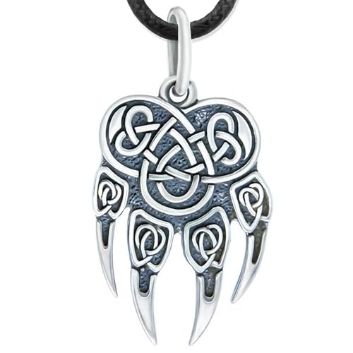 Viking Wolf Claw Necklace 925 Sterling Silver - Celtic Wolf Paw Print Pendant Charm - Norse Nordic Jewelry for Men Women - Animal Totem - Ancient Pagan Protection Amulet - Handmade