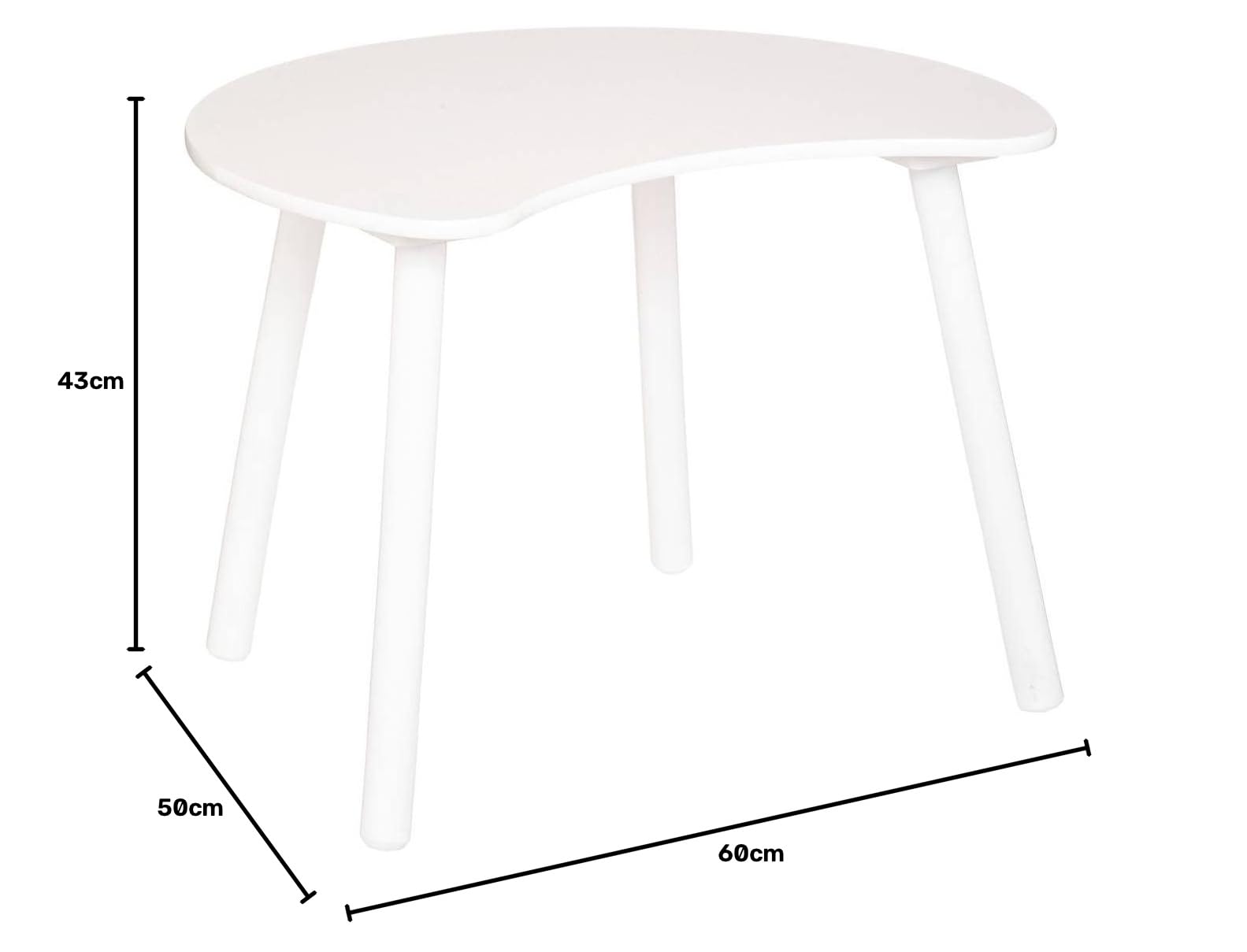 Table pour Enfant en Bois Blanc Forme Lune - Atmosphera