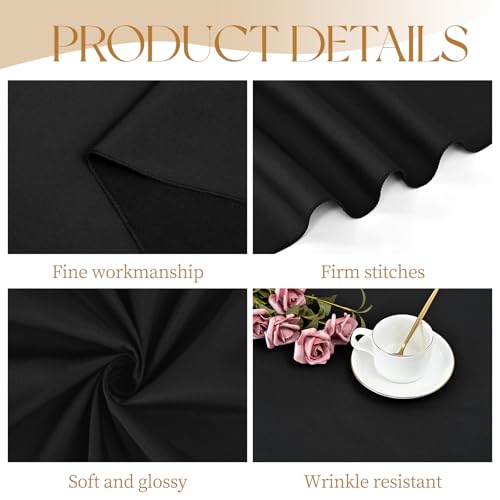 Nappe ronde noire haut de gamme en polyester lavable pour réception de mariage - 4