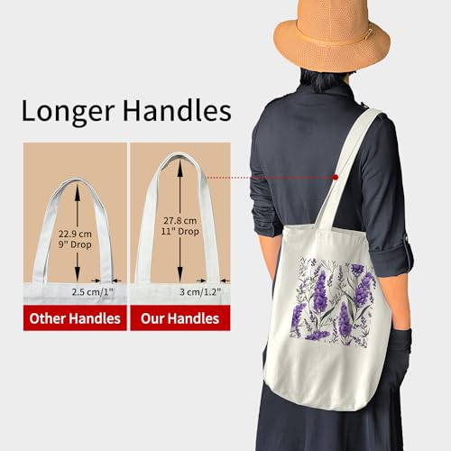 Image of itgowisa Canvas Tote Bag with Zipper Pocket, Reusable Grocery Bag for Daily