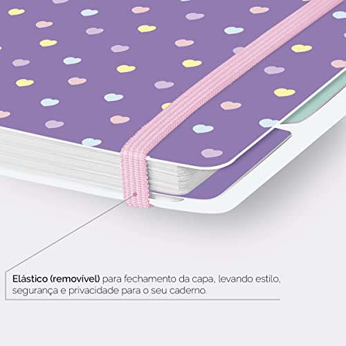 Caderno Disco IsCool Inteligente A5 Candy Poá Coração Roxo