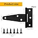 6 Pack 3 Inch T Strap Hinges, Shed Door Gate Hinges, Heavy Duty Black Outdoor Tee Hinge for Wooden Fences, Barn Door Gates Hinge for Shed Door Hardware (6, 3 Inch)