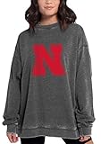 NCAA Nebraska Cornhuskers Womens Campus Crew Pullover, Charcoal, Small