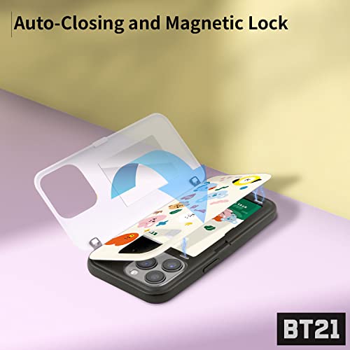 Bt21 Official Merchandise For Iphone 14 Pro Case With Card Holder Mirror Shockproof Protective Thin Slim Hard Pc Back Cover Phone Case 6.1 Inch #TOP3