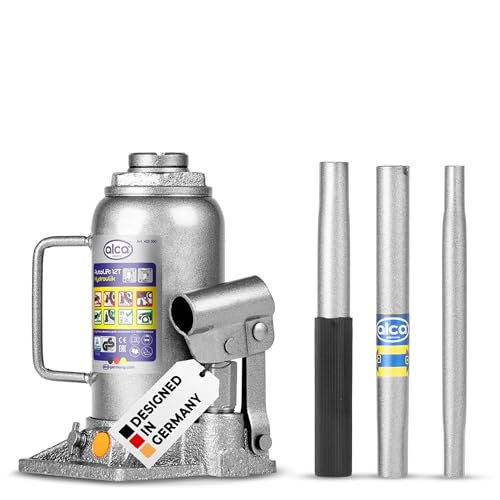 alca® Auto Lift Hydraulik 12t hydraulischer Wagenheber 12t I Unterstellheber Auto, Doppelkolben, Verlängerungsschraube, TÜV & GS Zertifiziert, Hubhöhe 215–400 mm, Öl nachfüllbar