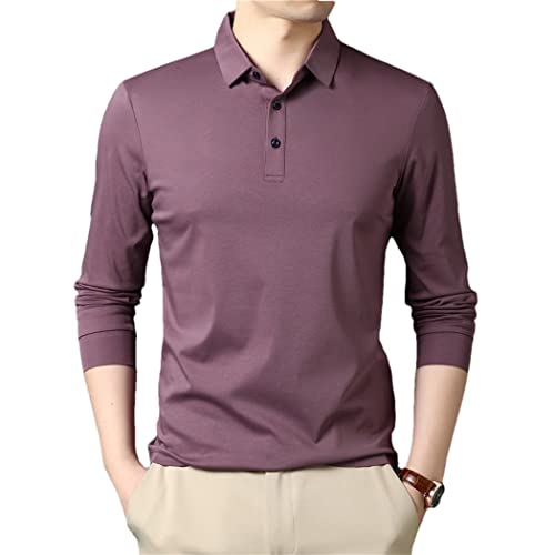 Polo manches longues homme lavande en coton idéal pour vos journées casual chic d'automne