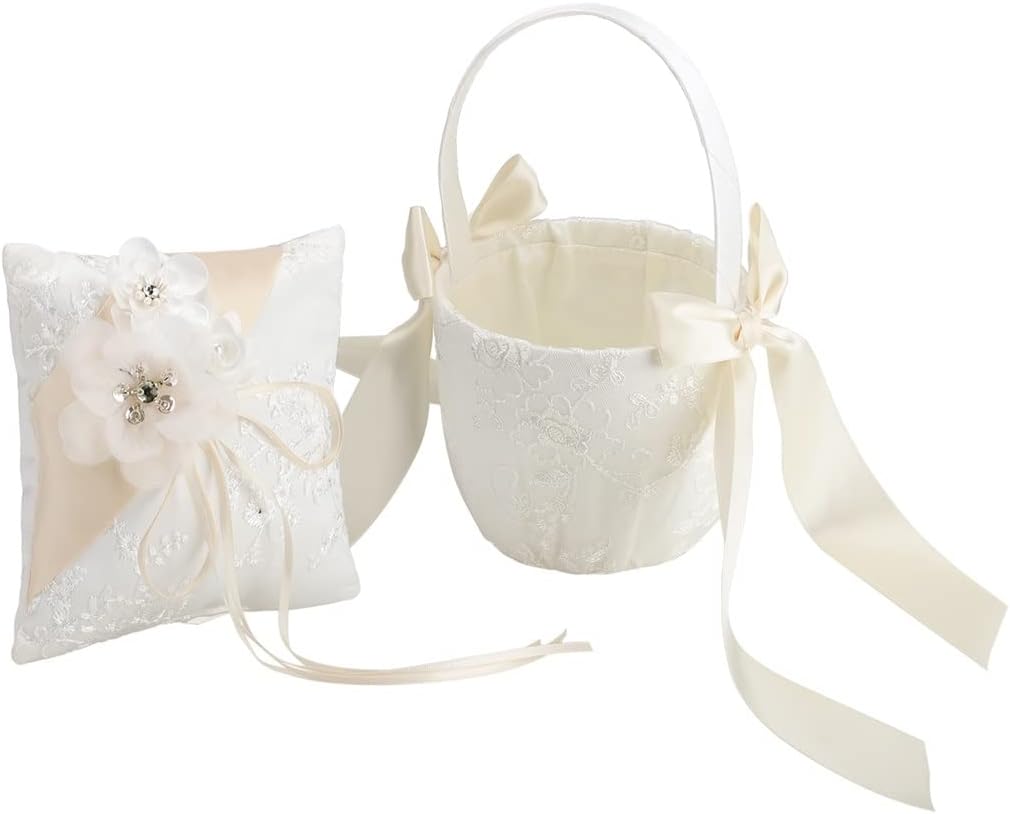 Wedding Supplies Silk Pillow Bride Flower Basket Ceremony Ornament Bowknot Cushion