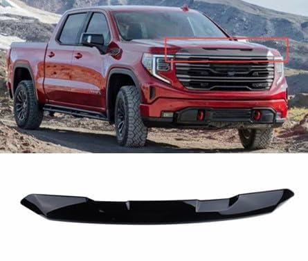 Snap-On Front Upper Grille Covers Glossy Black Compatible With 2022 2023 2024 GMC Sierra 1500 Front Bumper Hood Mesh Grill Cover(Not the Replacement)