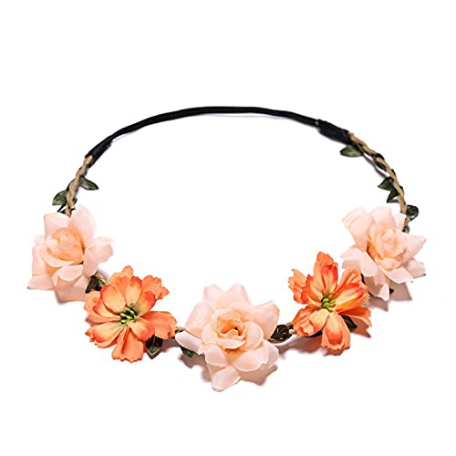 Foto von Blume Krone Stirnband Blumen Krone Braut Blumenkranz Haarband,für Braut,Hochzeit,Brautjungfer,Accessorries Haare,Haarreife,Frauen und Mädchen,für Reisefotografie,Festival Hochzeit und Party 6 Pcs