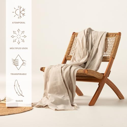 GAMUSI Jarapa Mehrzweck-Sofabezug, 3-Sitzer-Sofabezug, 135/150 cm, weich, strapazierfähig, Schal, Tagesdecke, 230 x 280 cm, Beige