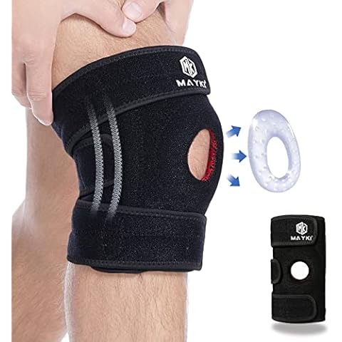 Knee Support Men 1 PCS, Adjustable Knee Support Brace for Men/Women with Patella Gel Pad, Anti-Slip Knee Supports for Arthritis/Ligament Damage, Knee Brace for Running/Weight Lifting by MAYKI Cover
