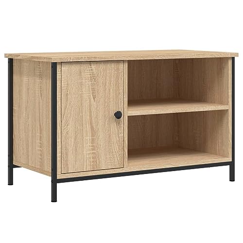 vidaXL Meuble TV, Armoire de Télévision avec Compartiment et 2 Étagères, Meuble Télé avec Pieds Salle de Séjour, Chêne Sonoma Bois d'Ingénierie